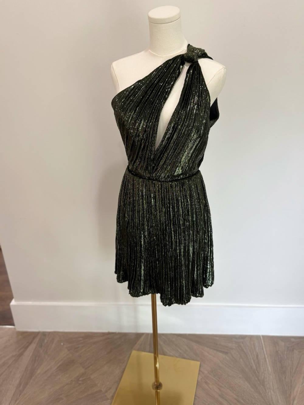 Metallic Pleated Hater Mini Dress